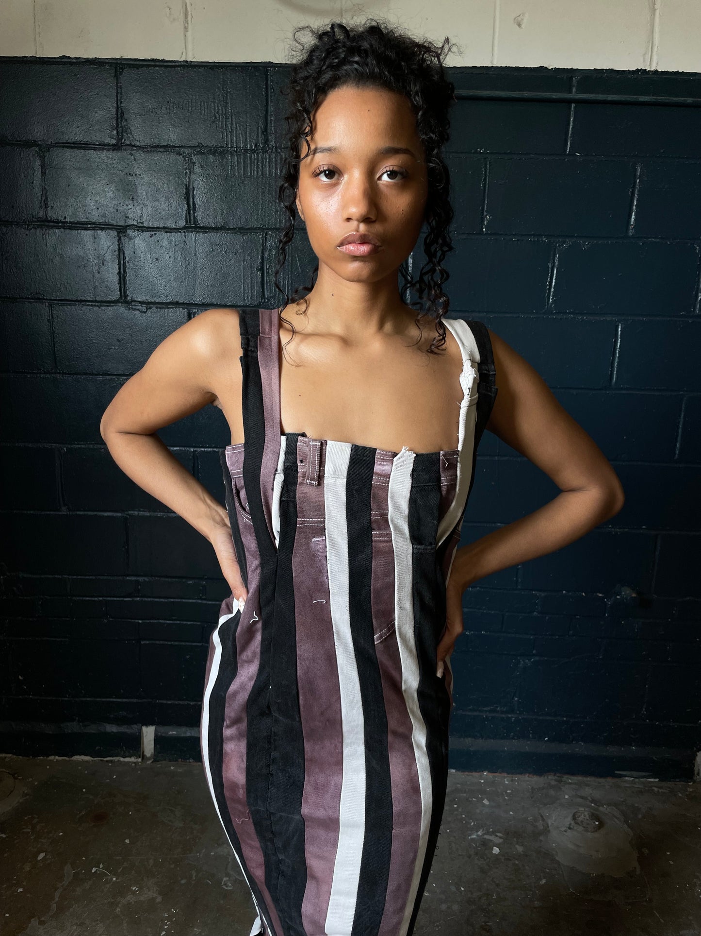Vertical Stripe Denim Dress